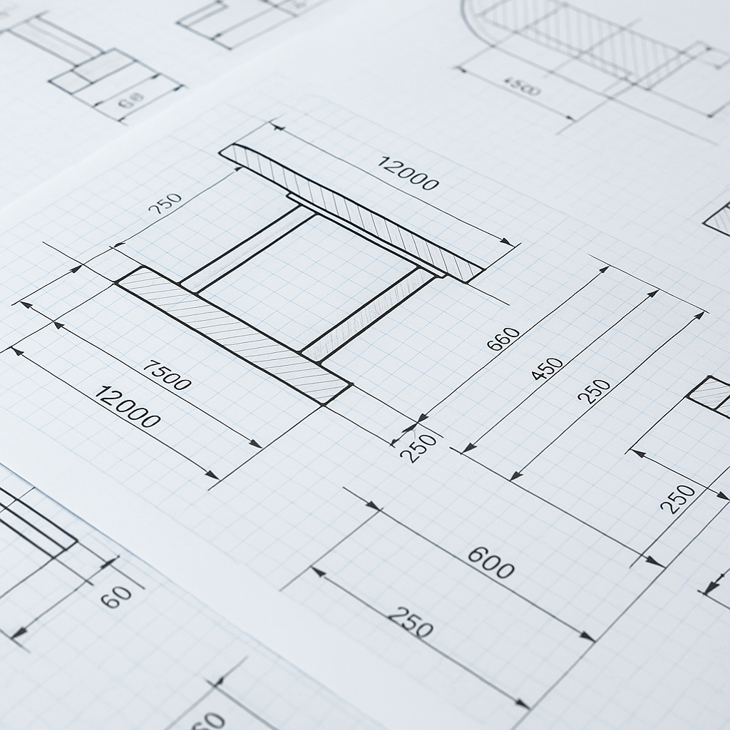 Technical blueprints and drawings